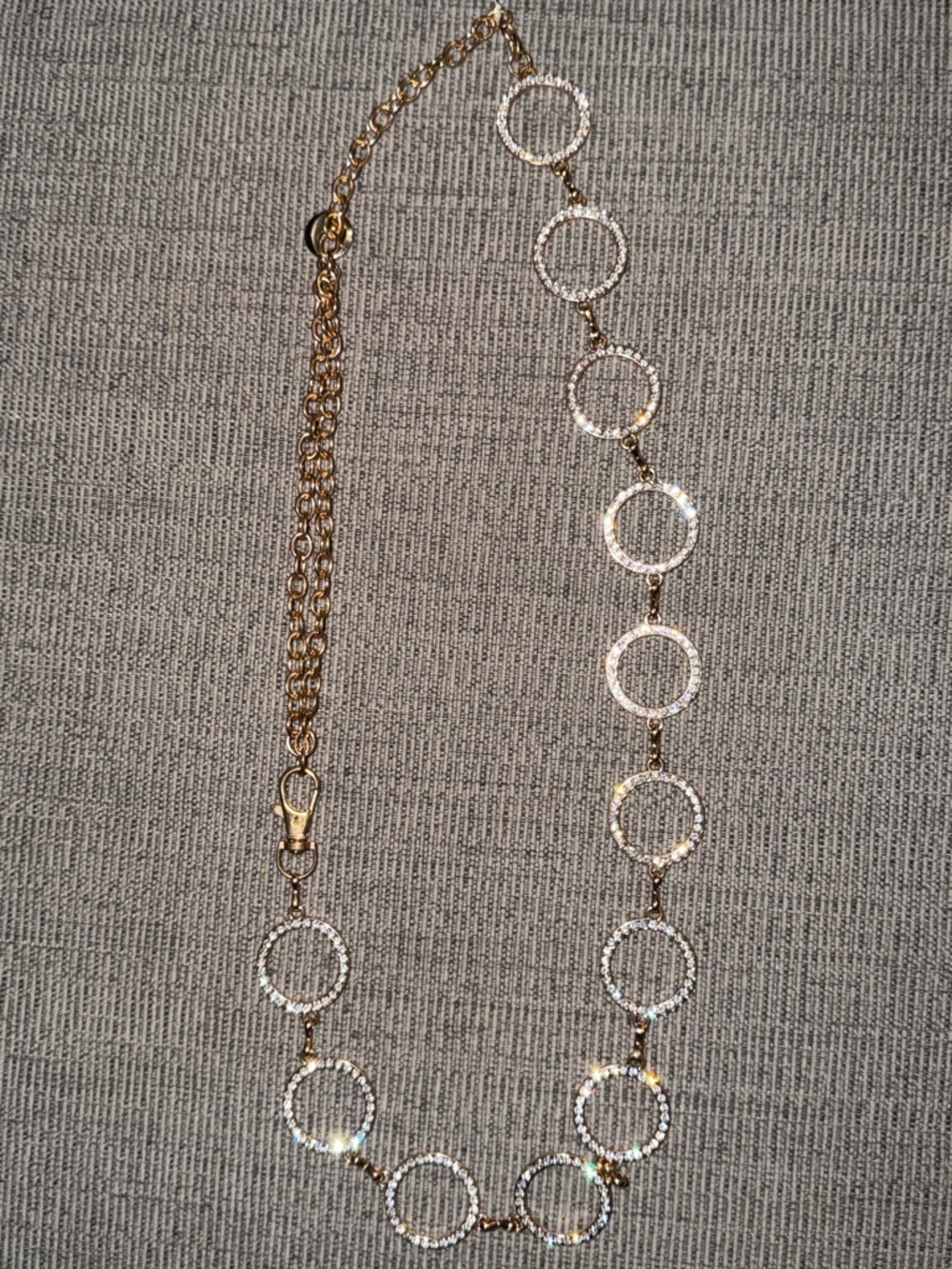 Gold Crystal Circle Link Waist Chain Belt - Women's Fashion Accessory